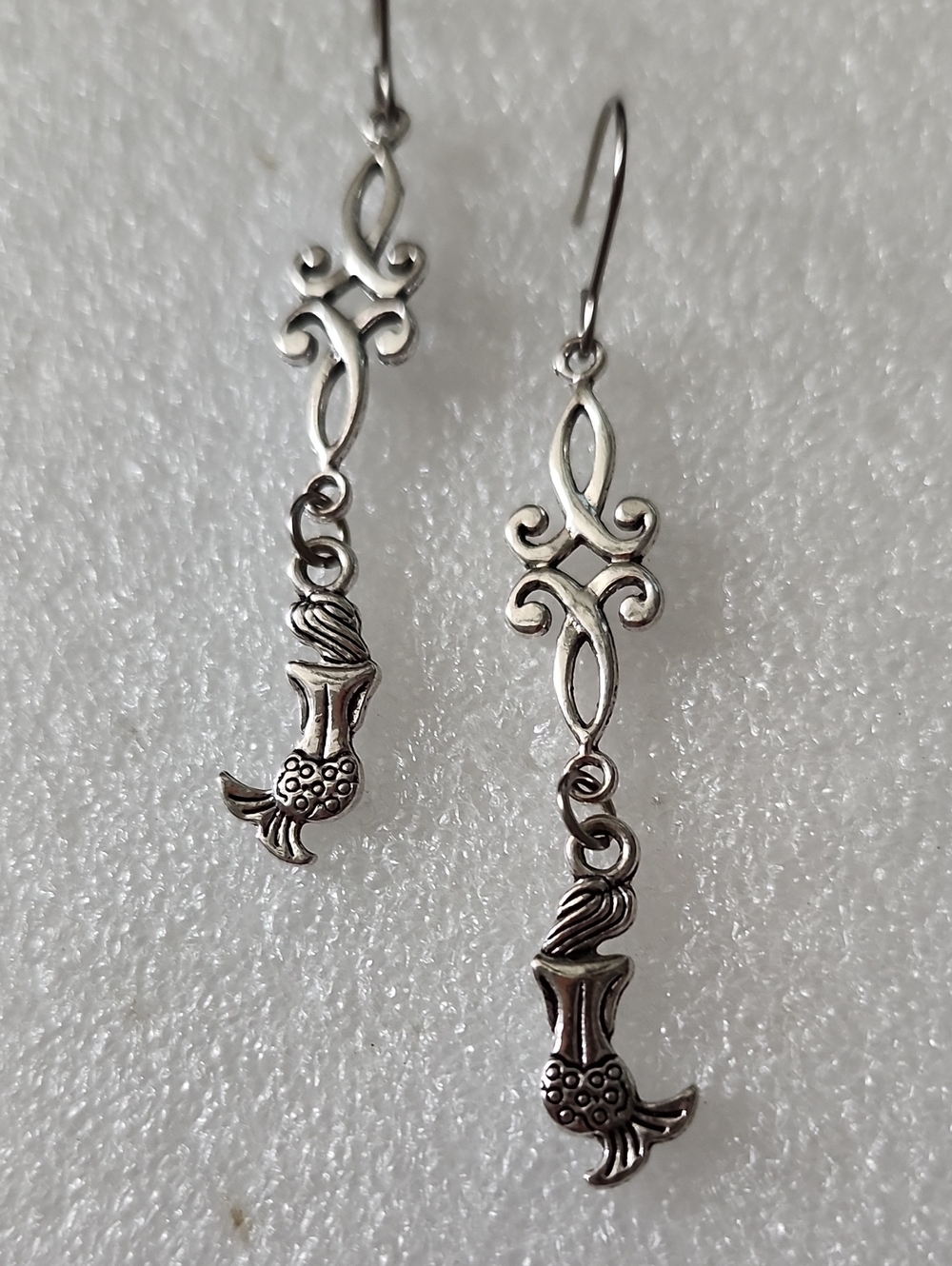 Hand Crafted Silver-Tone Mermaid Dangle Earrings